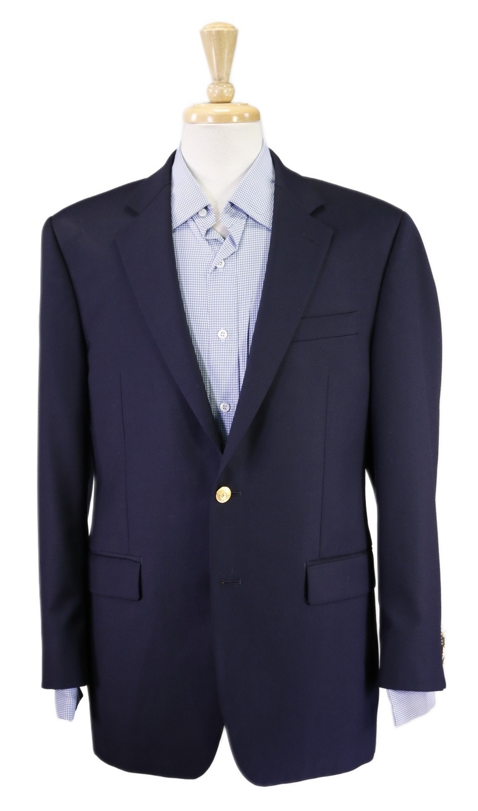 Lauren Ralph Lauren Navy Blue Gold Metal Buttons 2-Btn Wool Blazer Jacket 38r